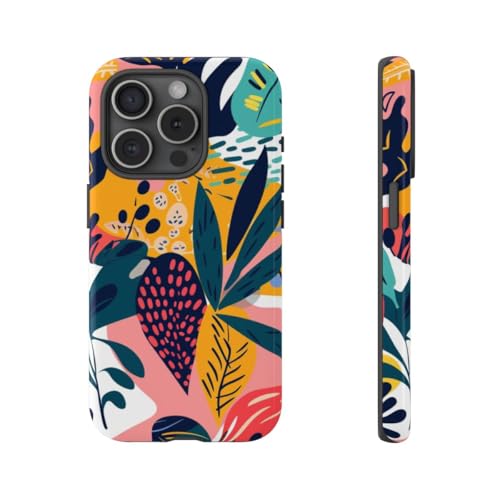 Coque feuilles tropicales iPhone 15 Pro rigide pour sublimer vos photos de vacances