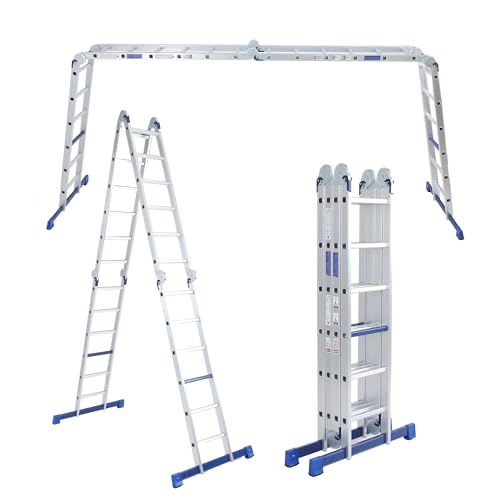 Preisvergleich Produktbild ALDORR 4x6 Klappleiter - Hochwertiges Aluminium - Vielseitig Einsetzbar - Tragfähigkeit bis 150 kg - Faltbar - Sicher und Zuverlässig (EN131) - Ausziehbare Leiter