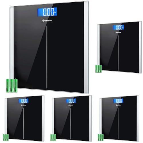 Image of Etekcity Bathroom Scale for Body Weight, Highly Accurate Digital Electronic Weighing Machine for People,LCD Display,Large Size,6mm Tempered Glass-Safe Home Use,Batteries Included, 400 lbs (Pack of 5)
