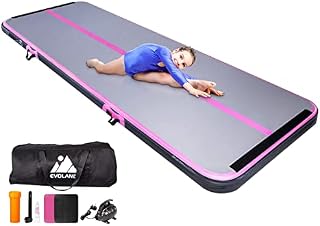 EVOLAND 3M Inflatable Gymnastics Mat Tumbling Mat, 10cm Thick Practice Gymnastics Workout Mat Practice for Home Use, Beach, Park Exercise Fitness