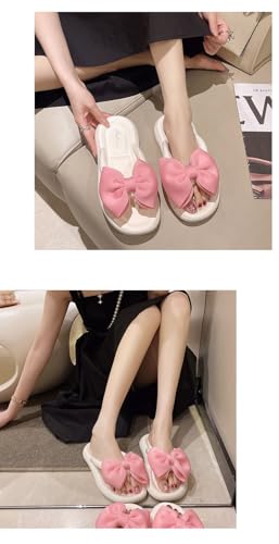 Bow Sandals for Women Y2K Flip Flop Aesthetic Kawaii Beach Slippers Cute Slip on Flat Summer Comfort Walking Shoes Outdoor Indoor Shower Slippers3