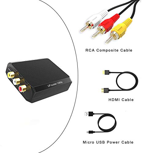 RCA to HDMI Converter, Wenter 1080P AV to HDMI Converter/ Composite to HDMI Converter with HDMI & RCA Cable for Xbox/PS2/Wii/VHS/VCR/DVD to Play on HDMI Digital TV