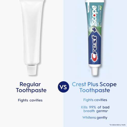 Crest + Scope Whitening Toothpaste - Pack of 3, 5.4 Oz Tubes - Anticavity Fluoride Toothpaste, Fresh Breath, Kills Germs - Tartar Protection, Enamel Protection - Minty Fresh Flavor - image 5