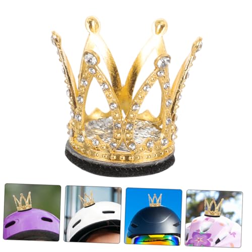 Corona de metal dorada para casco con gemas de imitación lujosas 7