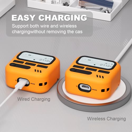 Image of for AirPods 4 Case with Safty Lock,Retro Inspired Pager Style (Yellow)
