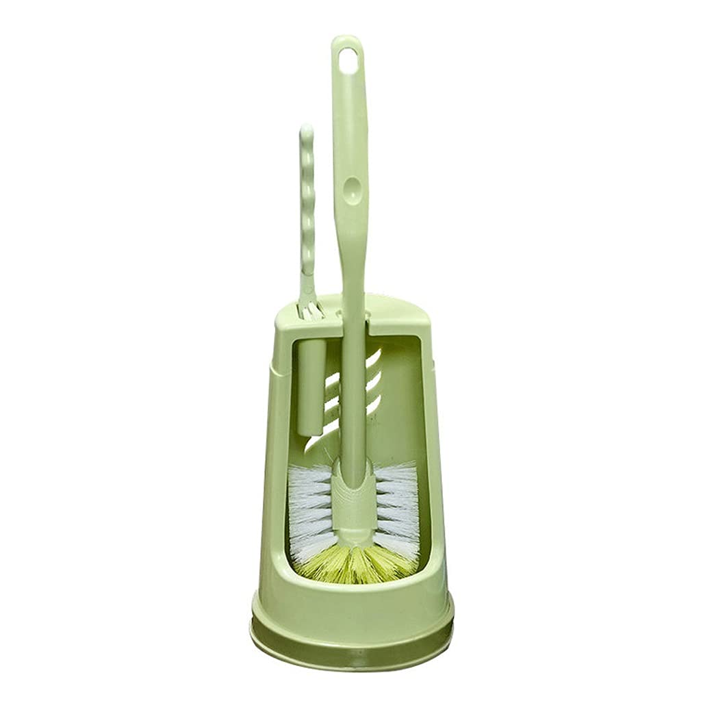 3 en 1 Conjunto de Cepillos de Inodoro, Cepillo de Inodoro Wc con Soporte, Limpiador de Baño/Limpieza de Limpieza para Limpiar la Esquina de Lavado/Green