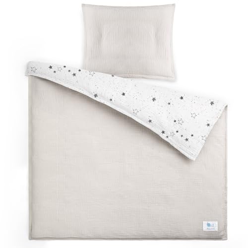 lulumoon Musselin Baby Bettwäsche 80x80: Bettbezug 80x80 + Kissenbezug...