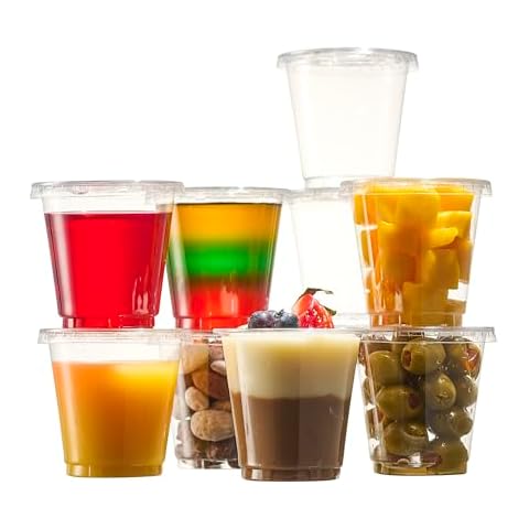 PATCHKE [ 3 OZ - 200 Cups + 200 Lids ] Jello shot Cups with Lids - Leak-Resistant, Tight fit, Easy Snap-on Lids - Clear & Fully Transparent, Tall squeezable Disposable Plastic. Cover