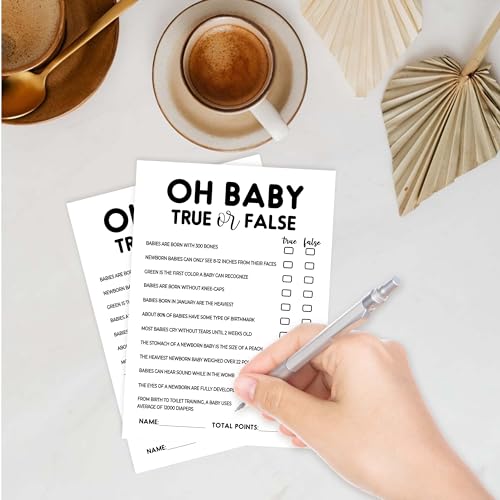 Qoamp 25PCS Gender Reveal Games for Guests - Fun Baby Shower Activities for Guests - Oh Baby True or False - Gender Reveal Party Supplies, 5x7 Inches Pack of 25 & 1 Answer Card- Minimalist -B06 by Qoamp - Used condition - Image 3
