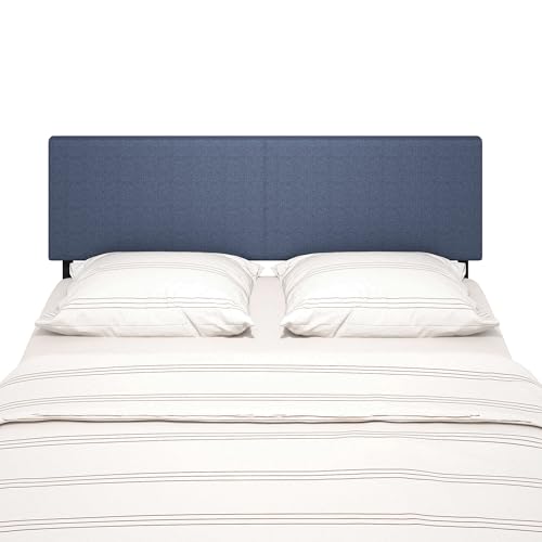 Image of Furinno Roanne Headboard King Size, Plain Upholstered Wooden Head Board, Bed Frame Mount, Easy Assembly, for Bedroom, Dorm, Blue Denim