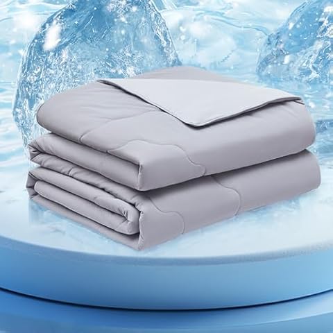 Homelike Moment Cooling Comforter King - Lightweight Cooling Blanket for Hot Sleepers Quickly Cool Down, Reversible Summer Blanket Soft Breathable Summer Comforter King Size Dark Gray/Light Grey Cover