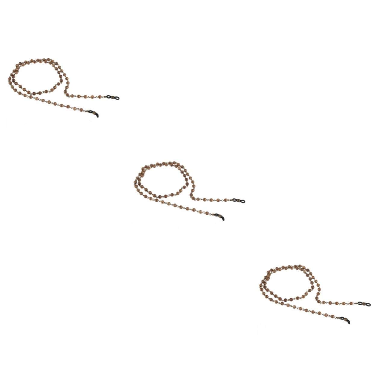 LIFKOME 3piezas Cadenas De Gafas De Madera Natural Perlas Soporte Para Gafas y Accesorios Antideslizantes Cuello