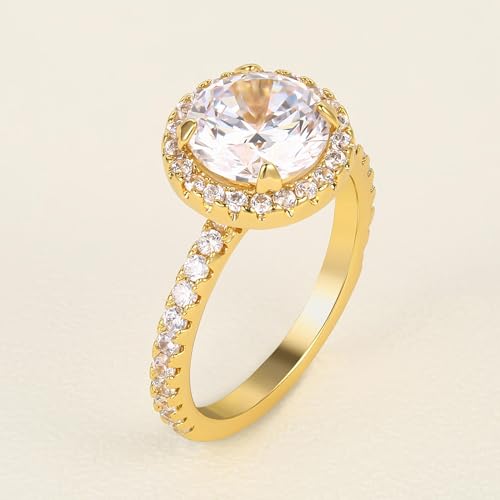JIANGYUE Classic CZ Bridal Sets Band Ring for Women, Faux Cubic Zirconia Wedding Ring Set Womens3