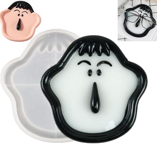 BEMINH Moldes de resina de silicona con forma de gafas, moldes de fundición de silicona epoxi para gafas de sol, organizador de almacenamiento para coche, manualidades 3D (nariz pequeña)