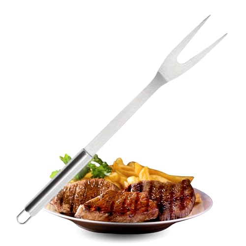CHEFZOCO Tenedor para Trinchar Carne, Tenedor de carne, tenedor profesional para Carne, Apto para asado y barbacoa, apto para lavavajillas, Acero Inoxidable, 33.5 cm