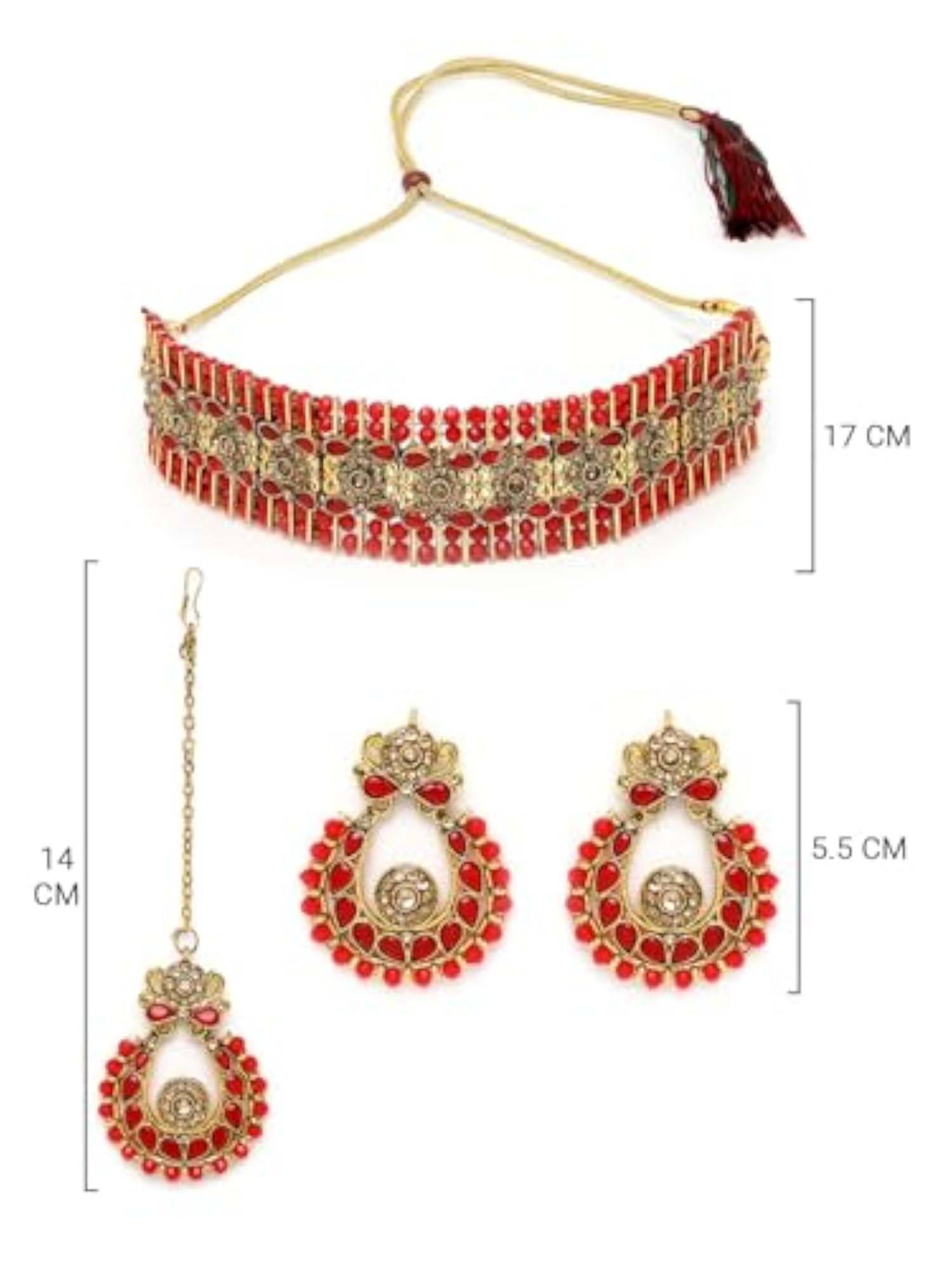 Indian Ethnic Kundan & Beads Choker Necklace Set With Earring