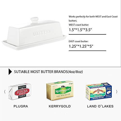 Butter Dish with Covers, OAMCEG Ceramic Porcelain Butter Dish with Lid Handle Knife Design, Large Butter Keeper Container, Butter Holder Perfect for East/West Coast Butter - Thumbnail 3