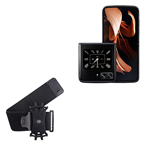 BoxWave Holster Compatible with Motorola Razr (2022) - ActiveStretch Sport Armband, Adjustable Armband for Workout and Running - Jet Black