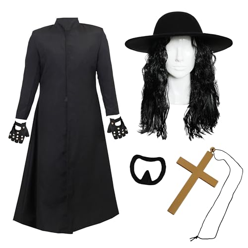 Costume de lutteur des années 90 pour adultes – Standard – Veste de poussière, perruque...