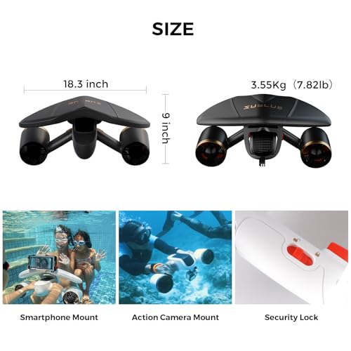 Image of sublue Mix Pro Dual Motor Underwater Scooter - 3 Speed Modes, 60 Min Runtime, 131ft Depth with Camera Mount & Low Battery Alarm for Pool, Diving, Snorkeling - Water Scooter for Adults
