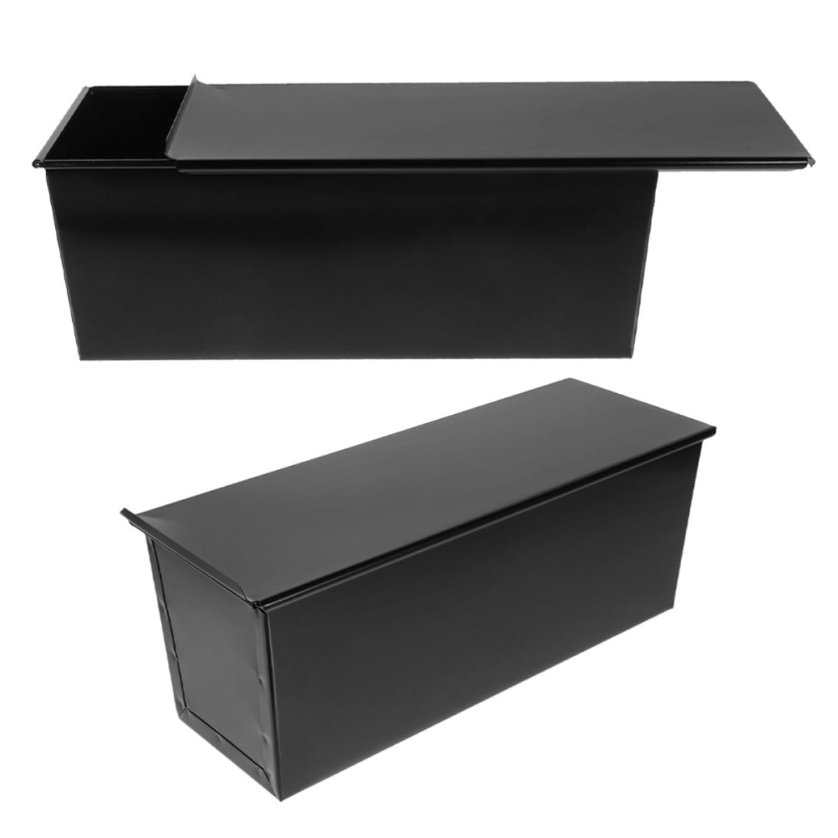 jojofuny 2 Stück Toastform mit Deckel Metall Kastenform aus Eisen Rechteckig Antihaftbeschichtet Schwarz für Brot und Kekse Küche und Esstisch Schlicht Elegant