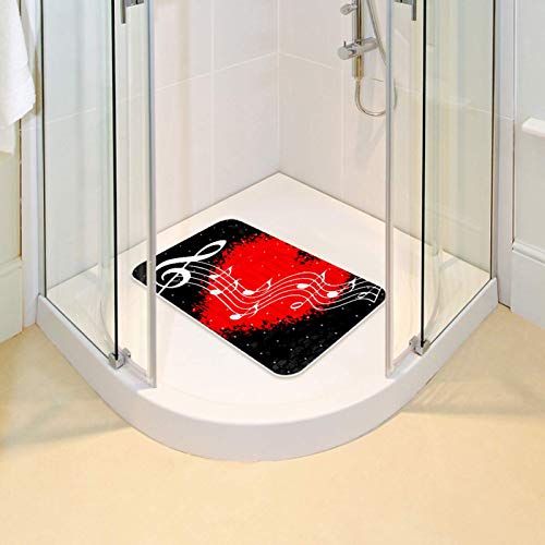 Alfombrilla de baño ovalada con notas musicales lavable 7
