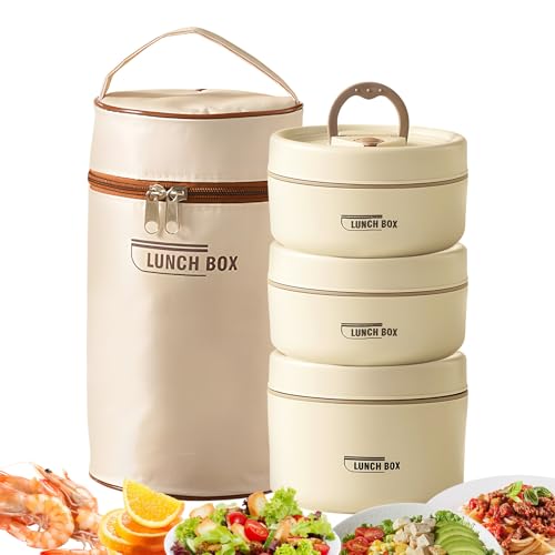 Generisch Fiambrera aislada – Juego de 3 piezas de acero inoxidable a prueba de fugas, recipiente térmico para alimentos, aperitivos, sopa, escuela, oficina, viajes, camping, pesca