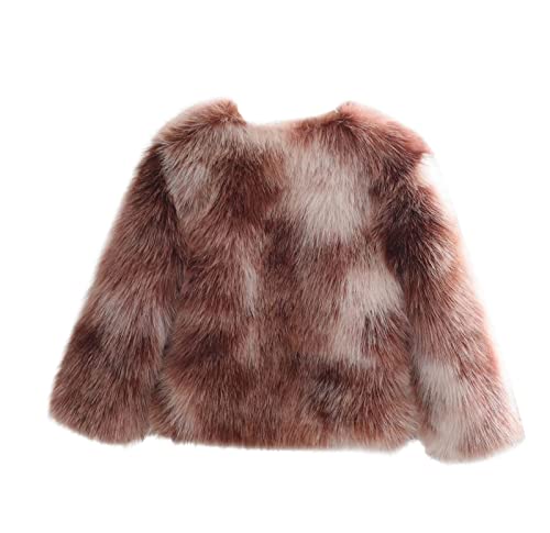 Baby Girls Shaggy Faux Fur Coat Jacket Winter Thick Warm Comfy Jacket Toddler Kids Crewneck Cute Fuzzy Cropped Outerwear