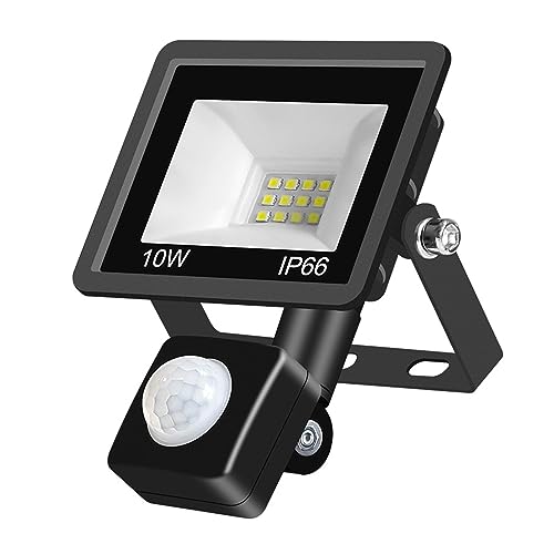 Projecteur LED 10W étanche IP66 avec capteur PIR lumière blanche pour cour