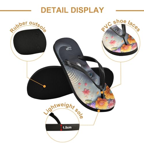 Elephant Flowers Butterflies Flip Flop Beach Summer Casual Sandal for Women & Men Shower Shoes 208619042