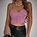 Women's Tight Suspender Bra Top with Gathering Design and Revealing Navel Detail for Fashionable Layering (Purple, M)