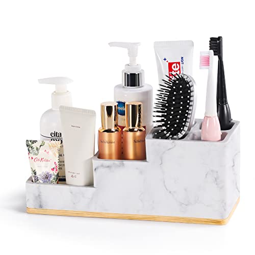 Toothbrush-Holder-for-Bathroom, Aimou Bathroom Organizer Countertop with 6 Compartment Storage Bathroom Accessories Electric Toothbrush Toothpaste Razor Holder for Bathroom/Vanity, Marble White Toothbrush-Holder-for-Bathroom, Aimou Bathroom Organizer Countertop with 6 Compartment Storage Bathroom Accessories Electric Toothbrush Toothpaste Razor Holder for Bathroom/Vanity, Marble White