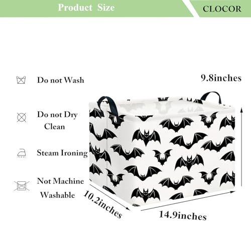 Image of CLOCOR Rectangular Storage Basket Empty,Gift Basket,Waterproof Storage Bin with Handles,Room Decor(New Bat)