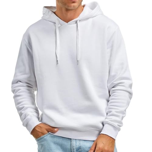 Mens Hoodie Long Sleeve Casual Pullover Hooded Sweatshirt Warm Fleece Pullover Loose Fit Sweatshirts for Everyday Wear