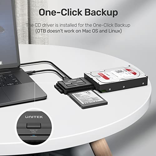 Unitek Usb C To Ide And Sata Converter External Hard Drive Adapter Kit For Universal 2.5/3.5 Hdd/Ssd Hard Drive Disk, One Touch Backup Function, Included 12V/2A Power Adapter #TOP2