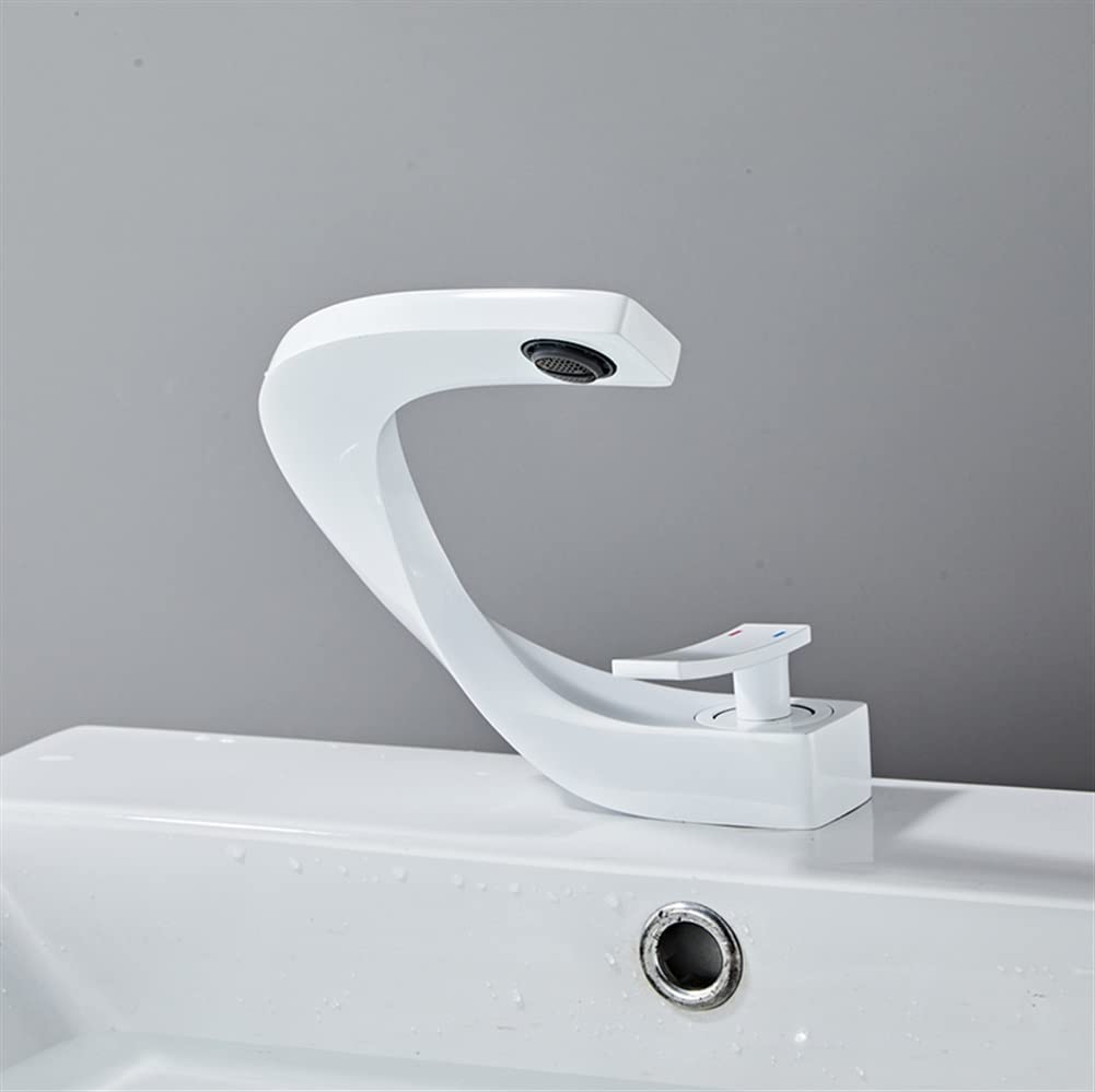 Robinet de salle de bain rose et blanc mitigeur lavabo eau chaude froide