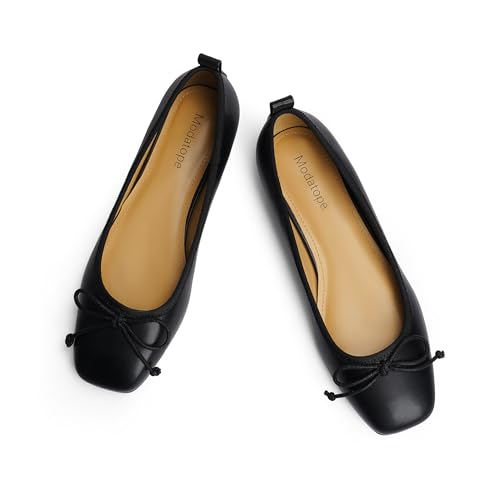 Image of Modatope Womens Flats Ballet Ballerina Flats for Women | Bow Bowknot Square Toe Slip on Flats, Dressy Comfort Ballet Shoes for Work, Driving, School, Travel & Daily Outings