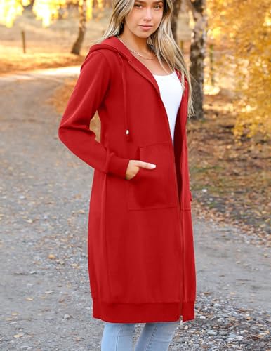 Zeagoo Women's Zip Up Hoodies Oversized Fleece Long Tunic Sweatshirts Casual Long Sleeve 2024 Fall Hoodie Jacket Coat