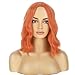 RightOn Ginger Wig Short Curly Wig Orange Wavy Wigs Middle Part Wigs Women's Synthetic Hair for Daily Party