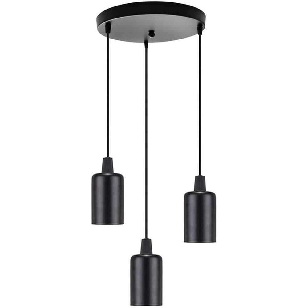 Mengjay Trade lampadario industriale a soffitto lampadario vintage retrò antico lampada a sospensione , con presa E27 e cavo in tessuto lampada da soffitto nera senza lampadine (Stile A-12cm