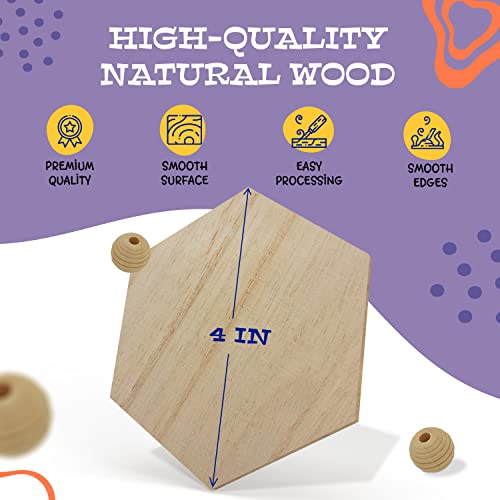 45 Pcs Wood Craft Kit Unfinished Natural Wood Slices Sublimation Blanks Wood Boards Pieces For Diy Crafts Projects Painting, Drawing, Wood Burning, Laser, Wall Art Decor, Signs (Hexagon) #TOP2