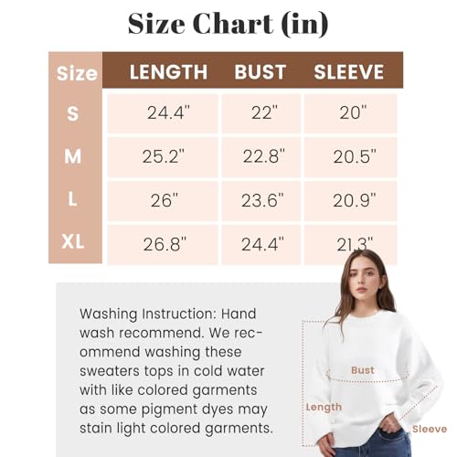 Trifabricy TYBYLMYM9L5 Women'S Oversized Sweater, Crewneck Long Sleeve Women Sweaters, 2024 Fall Winter Fuzzy Knit Casual Sweater, Chunky Warm Pullover Sweaters Top White thumb #5