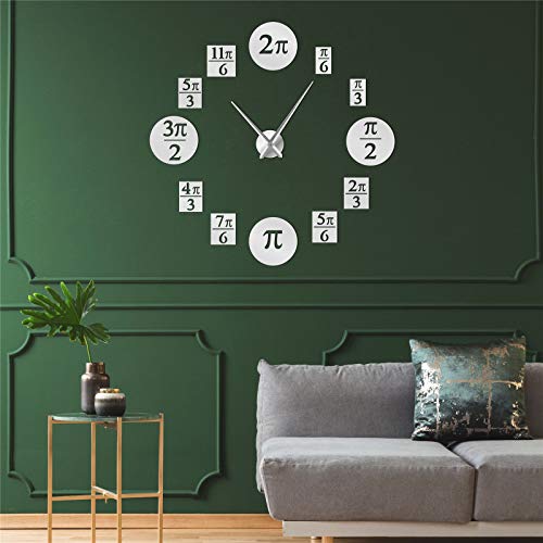 Horloge murale géante formule mathématique 3D argent 70cm
