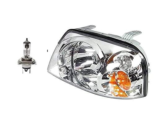 K D Headlight Assembly for Santro Xing (Left/Passenger Side) 2003-2014 With 55/60W Bulb ( WITHOUT ADJUSTABLE MOTOR)