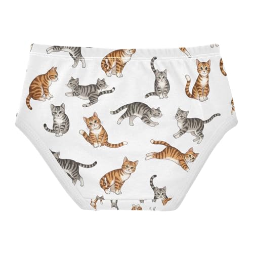 Underwear Girls, Cute Cats White Toddler Briefs, Girls Cotton Underwear, 2T–8 Years2