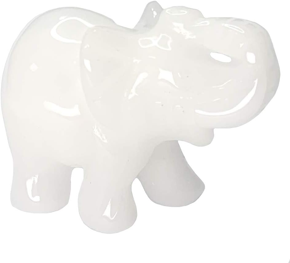 Gemstone White Jade Elephant Figurines Hand Carved Pocket Statue Healing Crystals Good Luck for Home Decor 1.5 inches