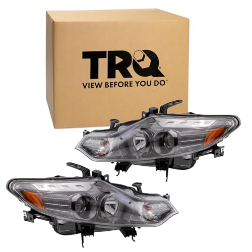 Image of TRQ Driver and Passenger Side Headlight Assembly Set Compatible with 2009-2014 Nissan Murano Halogen Only