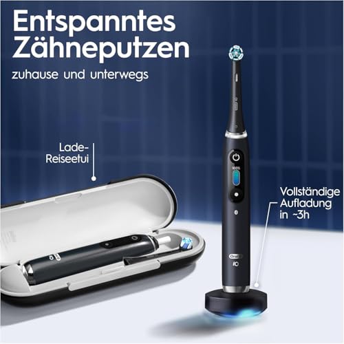 Oral-B iO Series 9 Elektrische Zahnbürste Schwarz PLUS Ausgewählte Original Oral-B iO Aufsteckbürsten Schwarz 7x – Bild 7