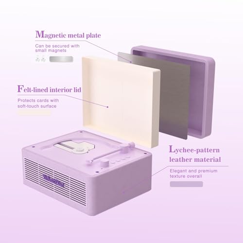 Image of CD Player with Bluetooth Speaker, High-Fidelity Sound, App-Controlled, Magnetic Display for Photos & Pins, Retro Desktop Music Player, Gift for Music Lovers (Light Purple)