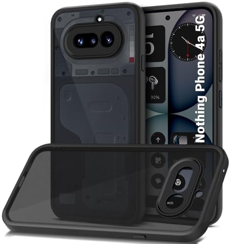 Image of TheGiftKart Hybrid Shockproof Back Cover Case for Nothing Phone 4a 5G | Hard Back Cover Case for Nothing Phone 4a 5G (PC & TPU, Translucent Smoke Matte Back, Black Sides)